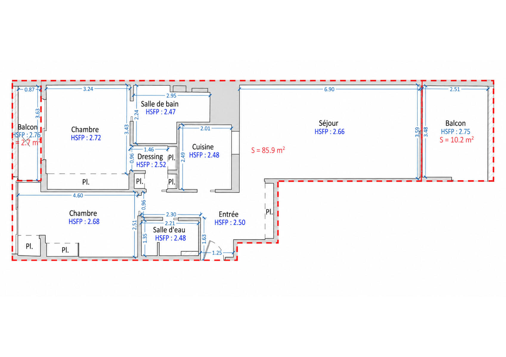Plan - Château Périgord – Elegant furnished three-room apartment with panoramic view